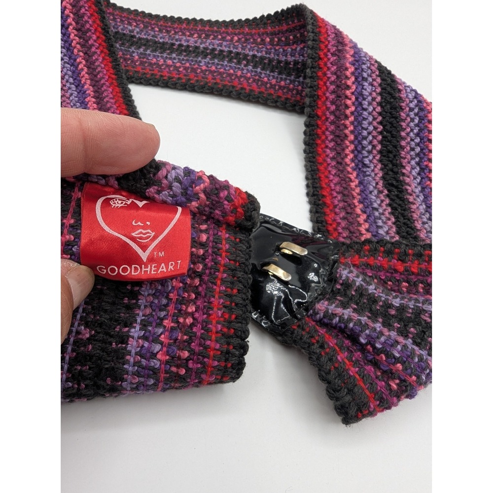 Goodheart Vintage Woven‎ Striped Belt Purple Pink Black Wide Waist Made in USA - Picture 4 of 6